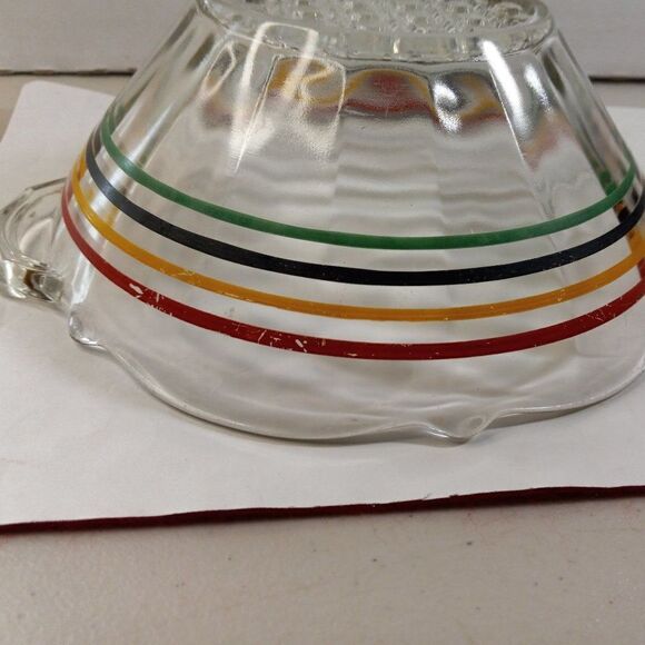 Vintage Anchor Hocking Circus Stripe Bowl with Woven Bubble Bottom Kitsch - Picture 4 of 9